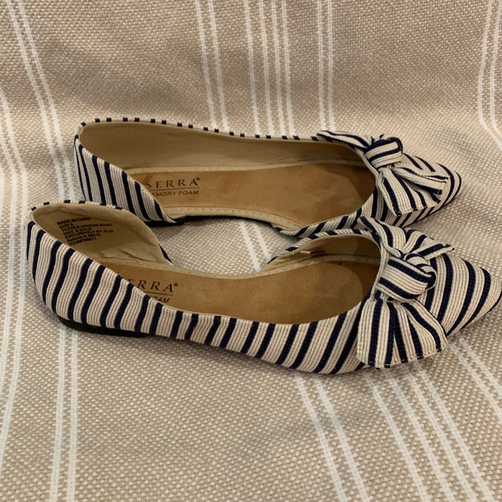 Serra Memory Foam Striped Pointed Toe Flats With … - image 4